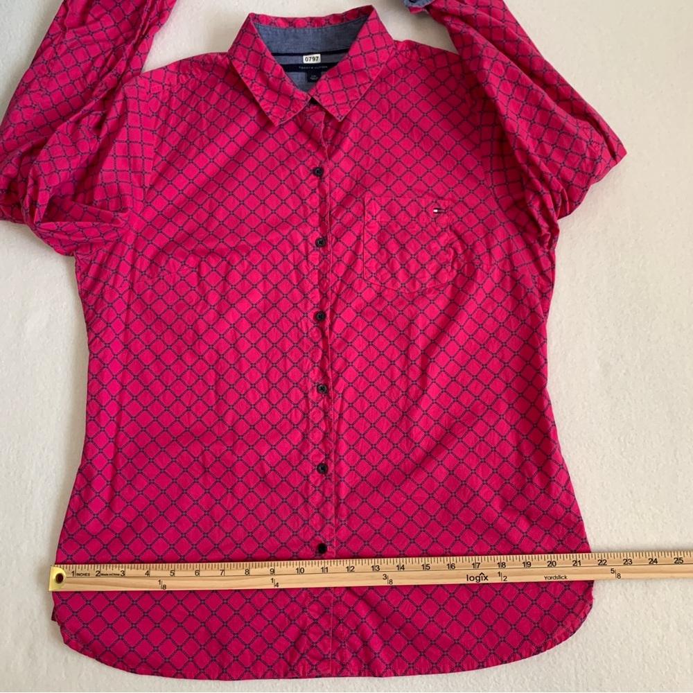 Tommy Hilfiger Women's Long Sleeve Button Up Classic Shirt Cotton Pink L *Flaw - Picture 11 of 16
